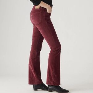 Levis 725 High-Rise Maroon Corduroy Bootcut Jeans Womens 30 Velvet Ribbed Pants